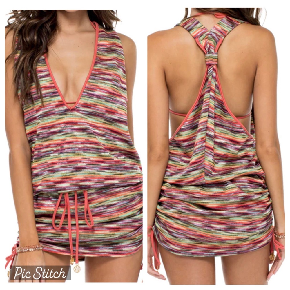 Luli Fama Multicolor Striped Swim Coverup